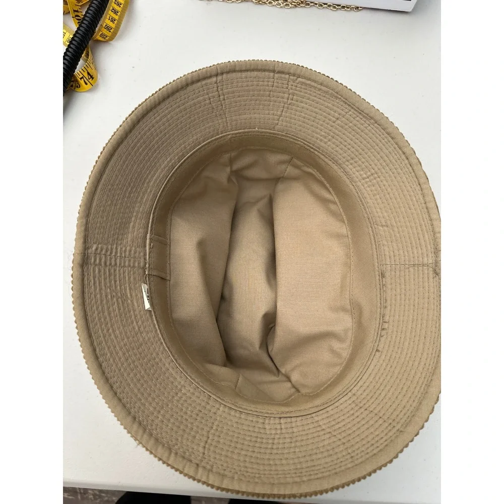Vintage Tan Corduroy Bucket Hat Made in USA Khaki Fisherman Cap Large